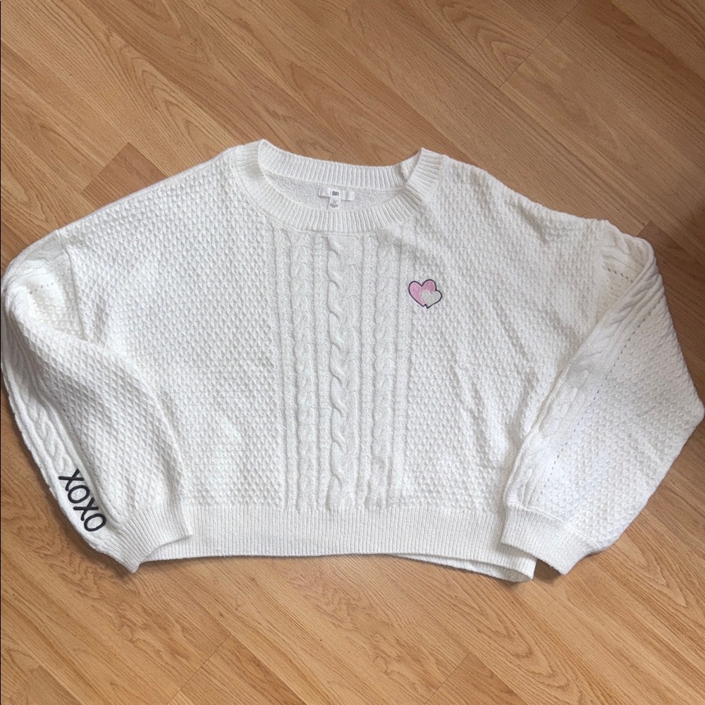 BP Nordstrom White Cable Knit Oversized boxy Sweater XOXO size 2x